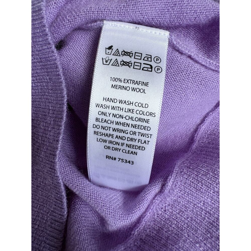 Max Studio 100% Merino Wool Lightweight Sweater Purple Dolman Sleeve Career M - Picture 6 of 13